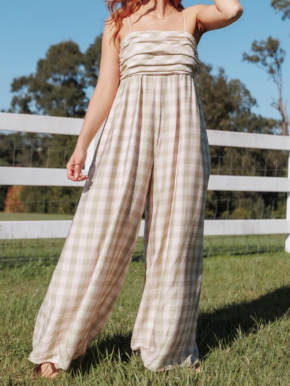 Petal & Pup Pink and Olive Green Striped Jumpsuit